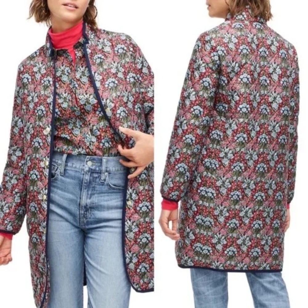 J. CREW Womens Quilted Puffer Liberty Floral M PrimaLoft Pockets new with tags!
